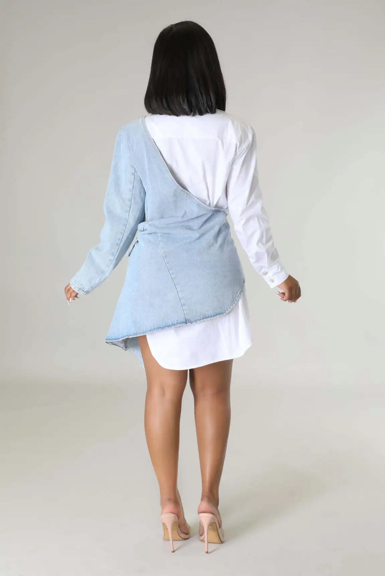 Asymmetrical Denim Overlay Shirt Dress