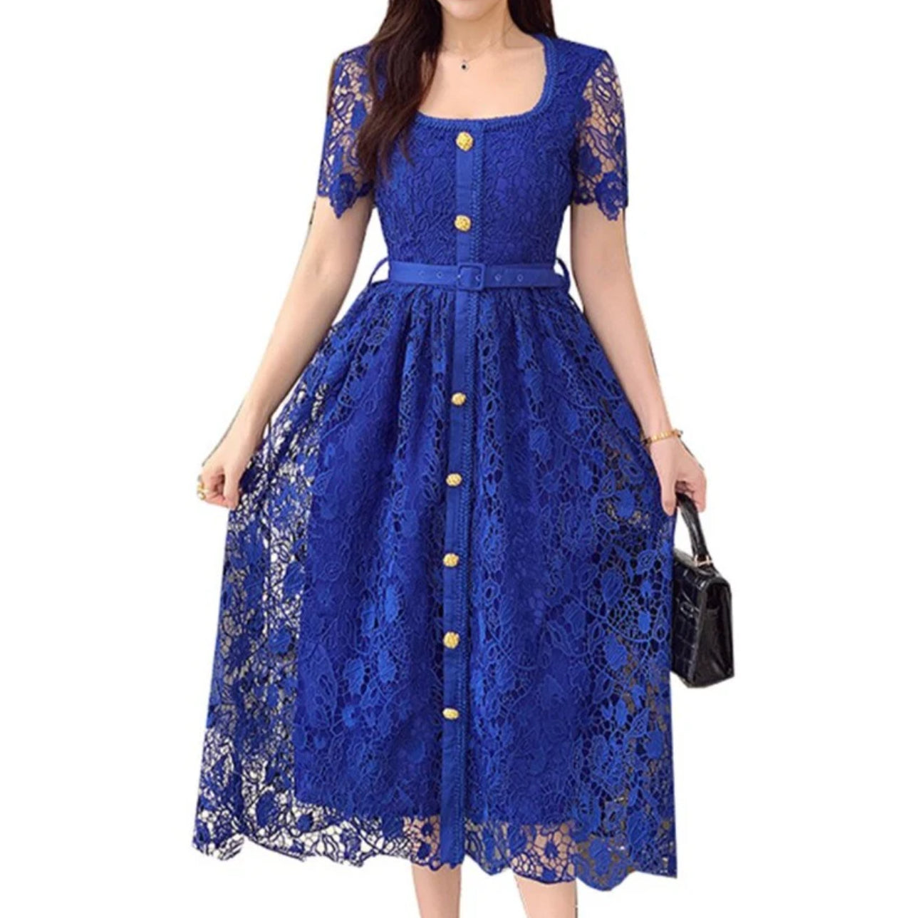 Vintage Lace A-Line Midi Dress